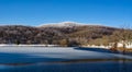 Winter View of Abbott Lake with Harkening Hill Royalty Free Stock Photo